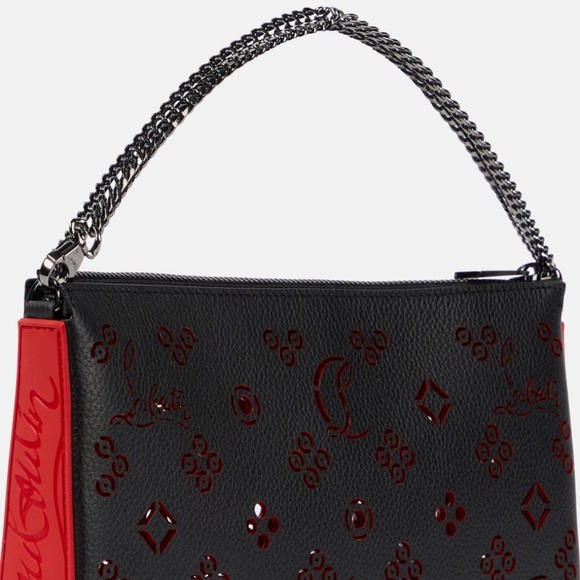 CL Christian Louboutin NWT NIB black Loubila perforated leather clutch w/ chain - Picture 3 of 5